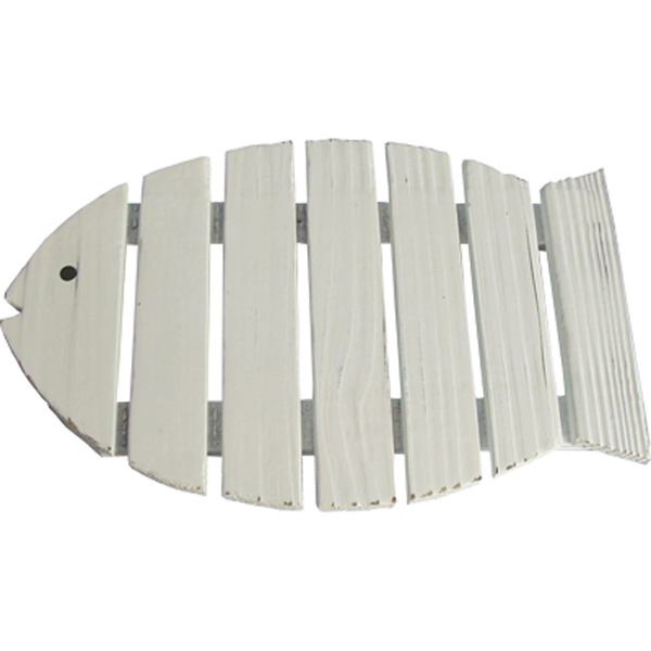 Fish Shaped Trivet - Wooden White 22cm