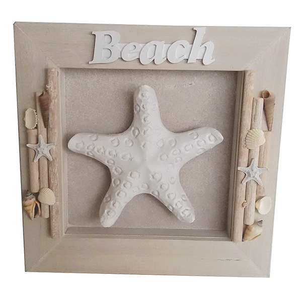 Beach Sign Shadowbox  Driftwood plaque Starfish 32cm