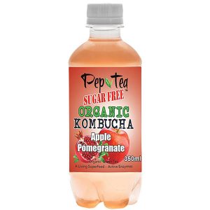 Organic Kombucha Tea - Apple & Pomegranate - Sugar Free Drinks 350ml  Box of 12